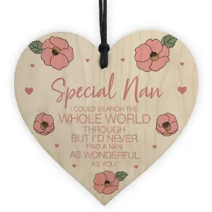 Nan Gift Wooden Hanging Heart For Birthday Mothers Day Gift For Her Keepsake