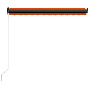 Berkfield Manual Retractable Awning with LED 350x250 cm Orange and Brown