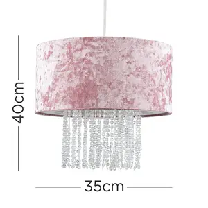 ValueLights Boland Pink Ceiling Pendant Droplets Shade and B22 GLS LED 10W Warm White 3000K Bulb