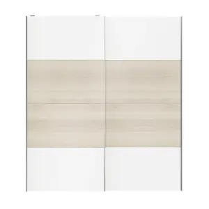 Atomia Panelled White oak effect 2 door Sliding Wardrobe Door kit (H)2250mm (W)2000mm