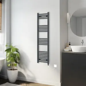 Rinse Bathrooms 800W Electric Heated Warming Towel Rail Bathroom Radiator Anthracite - 1400x400mm