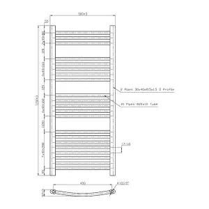 Rinse Curved Bathroom Heated Towel Rail Warmer Radiator Central Heating Chrome - 1150x500mm