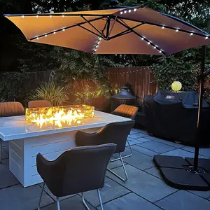 Apollo Banana Cantilever Parasol with Built in LED Lights - Navy