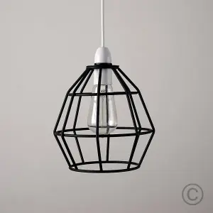 ValueLights Hamish Contemporary Matt Black Metal Basket Cage Pendant Ceiling Light Shade