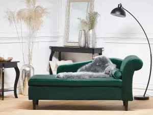 Right Hand Velvet Chaise Lounge Emerald Green LUIRO