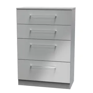 Chester 4 Drawer Deep Chest in Uniform Grey Gloss & Dusk Grey (Ready Assembled)