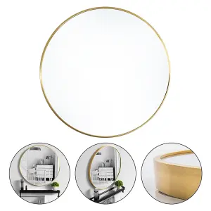 Gold Round Wall Mounted Framed Bathroom Mirror Vanity Mirror for Dressing Table 50 cm