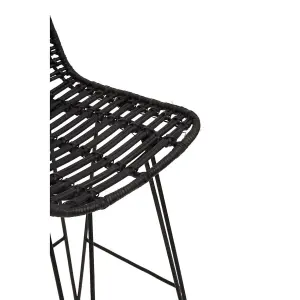 Interiors by Premier Black Natural Rattan Bar Chair, Contemporary Cane Dining Chair, Durable Rattan Bar Chair, Strong Bar Chair