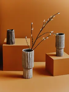 Interiors by Premier Textured Medium Vase, Contemporary Design Flower Vase, Tiered Design Modern Vase for a Variety of Decors