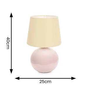 ValueLights Bosco Stone Natural Ceramic Table Lamp with Beige Tapered Shade - LED Bulb Included