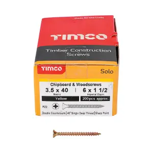 TIMCO Solo Countersunk Gold Woodscrews - 3.5 x 40 (200pcs)