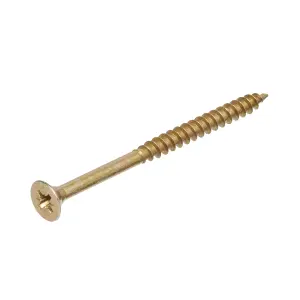 Goldscrew PZ Flat countersunk Yellow-passivated Carbon steel Multipurpose screw (Dia)5mm (L)70mm, Pack of 100