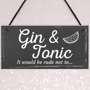 Red Ocean Gifts For Women Gin Tonic Plaque Novelty Garden Pub Bar Man Cave Sign