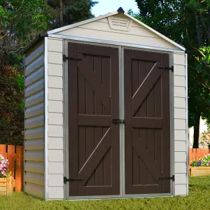 Palram - Canopia Skylight 6x3 ft Apex Tan Plastic 2 door Shed with floor