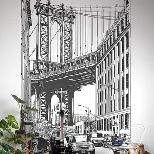 Grandeco Brooklyn Bridge 3 panel Textured Mural, 2.8 x 1.59m