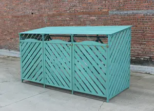 Wooden Triple Wheelie Bin Storage - Green