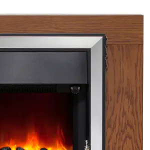 Pembury Warm Oak Fireplace with Inset Chrome Electric Fire