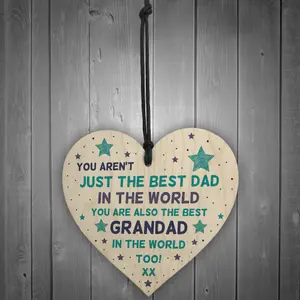 Best Dad Grandad Gift For Fathers Day Birthday Wooden Heart Gift For Him Keepsake