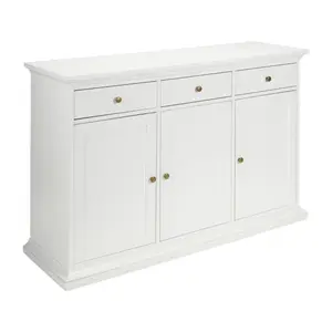 Paris White 3 drawer Sideboard (H)916mm (W)1437mm (D)461mm