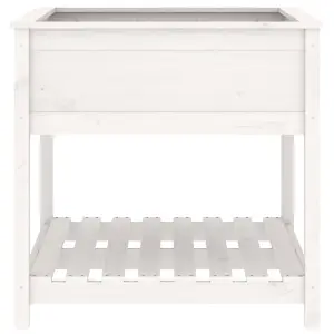 Berkfield Planter with Shelf White 82.5x82.5x81 cm Solid Wood Pine