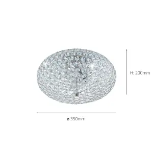 EGLO Clemente Clear And Chrome Metal And Crystal Flush Ceiling Fitting, (D) 35cm