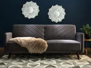 Beliani Glam Sofa Bed SENJA Grey Velvet