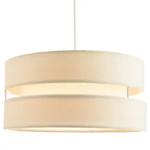 Contemporary 14 Cream Linen Fabric Triple Tier Ceiling Pendant Lamp Shade