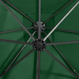 Berkfield Cantilever Umbrella with Pole and LED Lights Green 250 cm