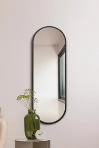 MirrorOutlet Vultus - New Black Metal Framed Double Arched Wall Mirror 63" X 22" (160CM X 55CM)