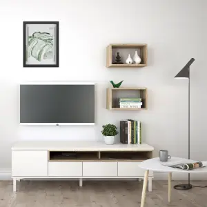 Cube Floating Wall Shelf Unit in Oak