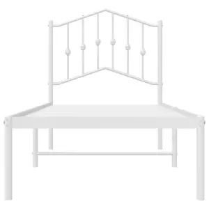 Berkfield Metal Bed Frame with Headboard White 80x200 cm