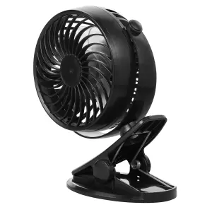 Hardys 3 Speed USB Rechargeable Clip On Cooling Portable Fan Desk Computer Pushchair - Black