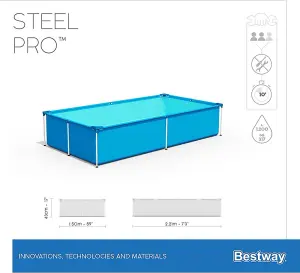 Bestway 7.3Ft Rectangular Frame Swimming Pool Steel Pro Paddling Family Kids