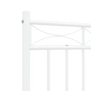 Berkfield Metal Bed Frame with Headboard White 120x190 cm