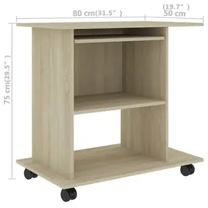 Berkfield Computer Desk Sonoma Oak 80x50x75 cm Engineered Wood