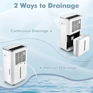 Costway 25L/Day Home Dehumidifier w/ Auto Drainage 24H Timer Overflow Protection Laundry Dehumidifier 6.5L Water Tank