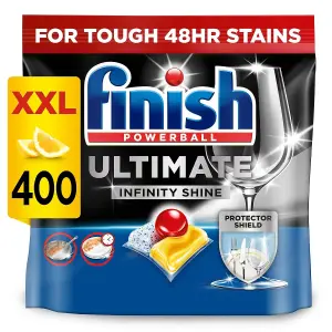 400 x Finish Ultimate Infinity Shine Powerball Dishwasher Tablets Lemon