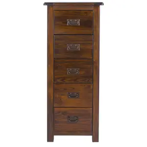 5 Drawer Narrow Chest, rich dark brown lacquer finish, Boston range