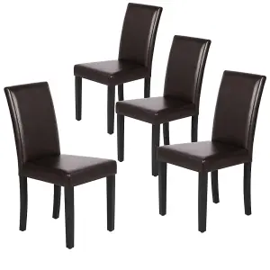 Yaheetech 4PCS Dark Brown Dining Chair High Back Padded with Rubber Wood Legs