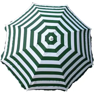 SunDaze 1.6M Green-White Beach Parasol Outdoor Garden Patio Umbrella Sunshade UV Protection