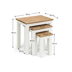 Carmel 3 Piece Nest of Tables Ivory