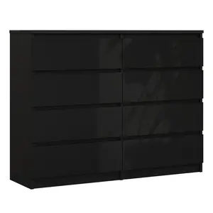 Helen 8 Drawer 120Cm W Double Drawers Black