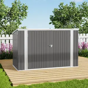 Aslee 7 Ft. W x 3 Ft. D Pent Metal Bike Shed (Fits 3 Bikes)