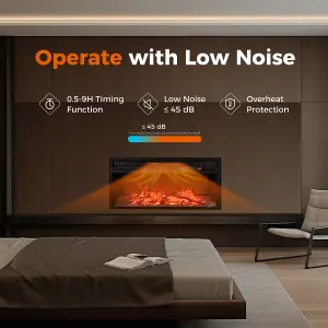 COSTWAY 86 cm Electric Fireplace 5000 BTU Recessed Fireplace Insert w/ Remote Control