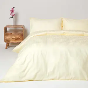 Homescapes Pastel Yellow Egyptian Cotton Single Duvet Cover with One Pillowcase, 330 TC