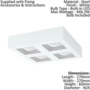 2 PACK Wall / Ceiling Light Modern White Box Lamp 270mm x 270mm 6.3W LED