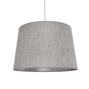 Inlight Petra Dark Grey Woven effect Slubby Light shade (D)40cm