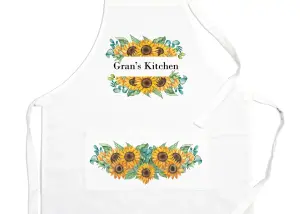 Purely Home Grans Kitchen Apron - Sunflower Cooking & Baking Gift for Gran