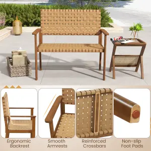 Costway Garden Loveseat Bench Patio Chair Elegent 2-Seater Conversation Chair PU Seat