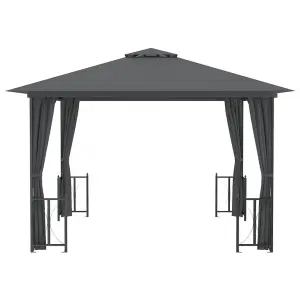 Berkfield Gazebo with Sidewalls&Double Roofs 3x3 m Anthracite